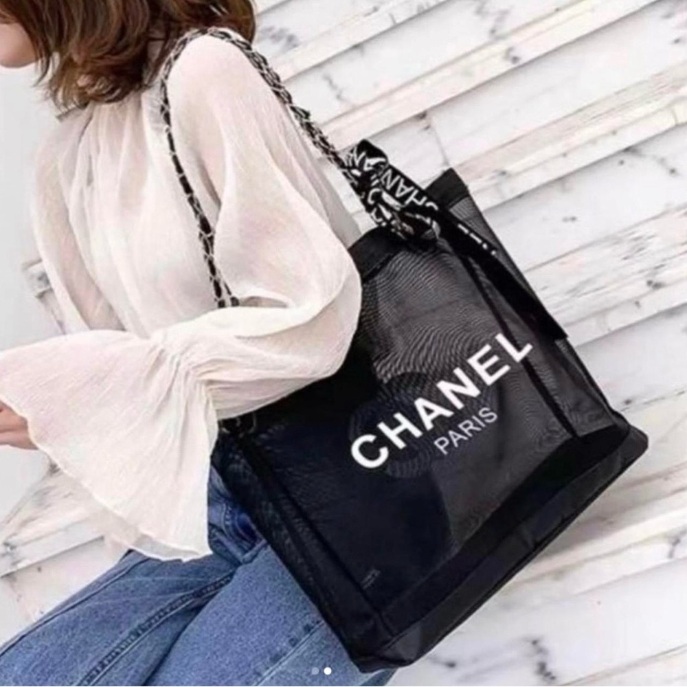 CC Black Mesh Tote with Pouch - Picture 6 of 9